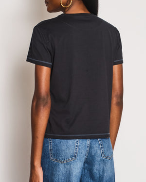 Hermès T-Shirt in Bleu Noir with "Les Clefs" Print in Size FR 38 (UK 10)