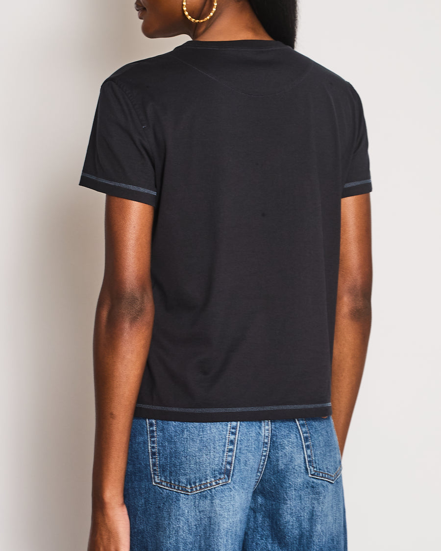 Hermès T-Shirt in Bleu Noir with "Les Clefs" Print in Size FR 38 (UK 10)