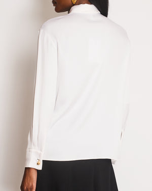 Loewe White Silk Shirt with Gold Cufflink Details Size FR 36 (UK 8)