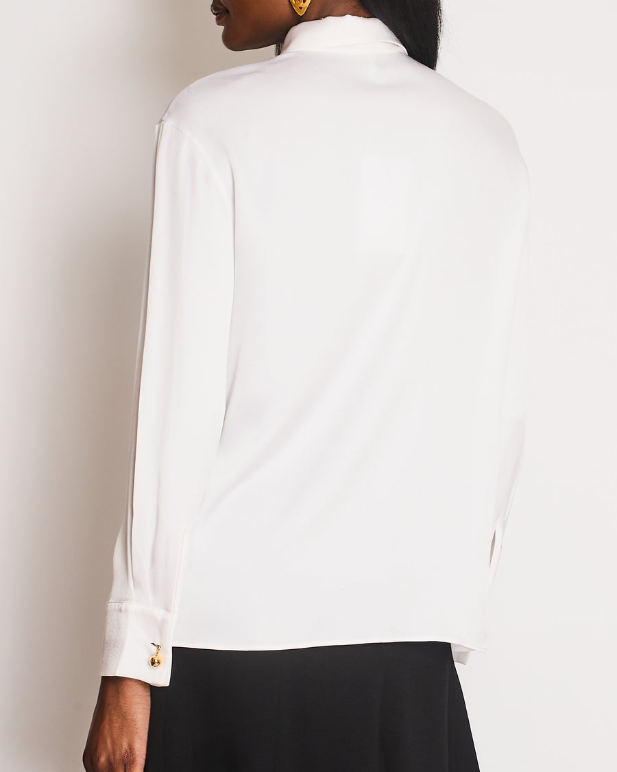 Loewe White Silk Shirt with Gold Cufflink Details Size FR 36 (UK 8)