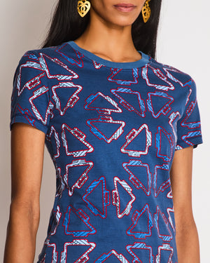 Hermès Blue Robe Droite Tatersales Jersey T-Shirt Size FR 36 (UK 8)