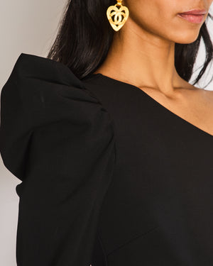 Max Mara Black Ruched One-Shoulder Body-Con Midi Dress Size IT 36 (UK 4)