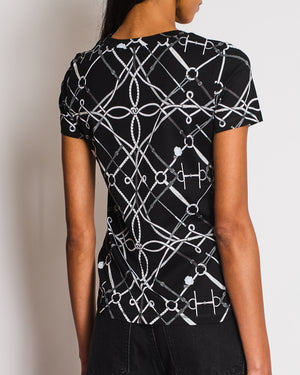 Hermès Black Parcours Sans Faute Round Neck T-Shirt Size FR 36 (UK 8)
