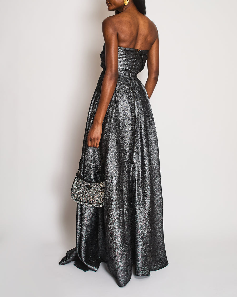 Roland Mouret Silver Sleeveless Bustier Maxi Gown Size FR 34 (UK 6)