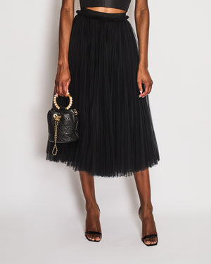 Dolce & Gabbana Black Pleated Mesh Maxi Skirt Size IT 40 (UK 8)