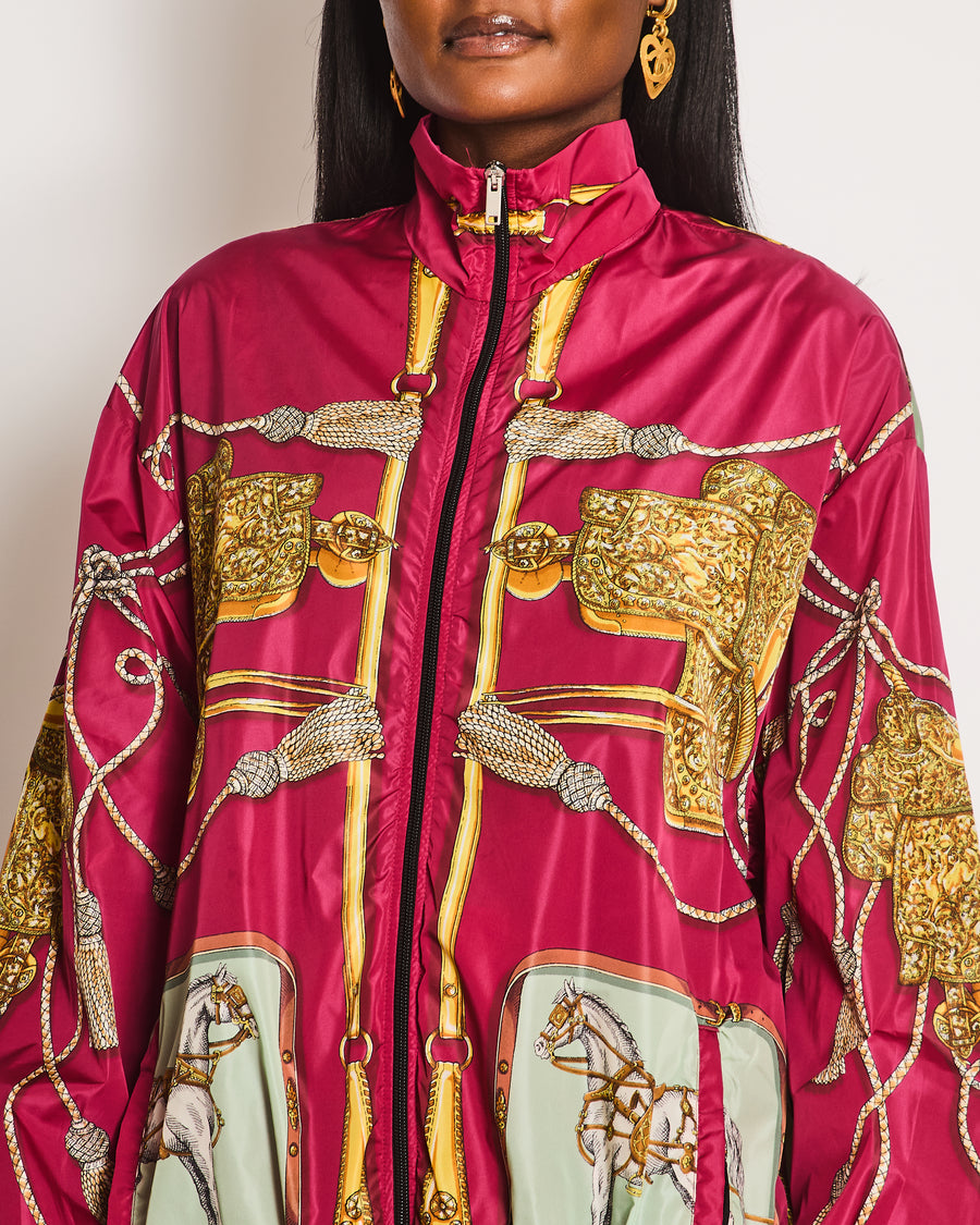 Gucci Dark Pink Equestrian Print Oversized Windbreaker Size S (UK 8)