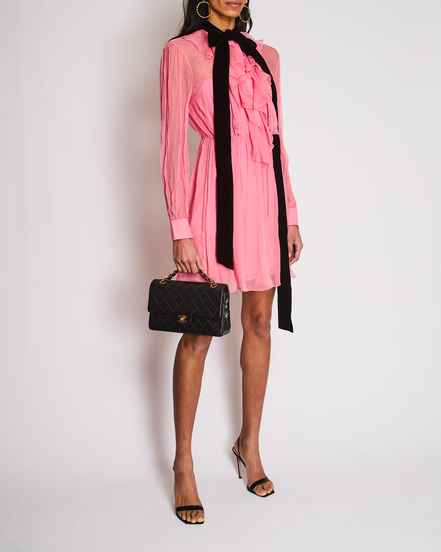 Gucci Pink Elasticated Waist Mini Dress with Ruffle on the Neckline an –  Sellier