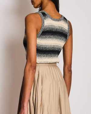 Christian Dior Navy and White Striped Knit Vest Top Size FR 38 (UK 10)