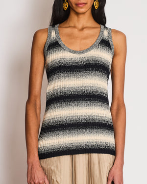 Christian Dior Navy and White Striped Knit Vest Top Size FR 38 (UK 10)