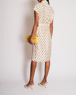 Hermes White Silk Dress with Multi-Coloured Marble Print Size FR 38 (UK 10)