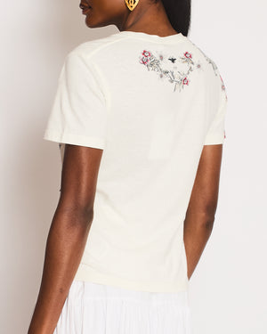 Christian Dior White Butterfly Print T-Shirt Size S (UK 8)