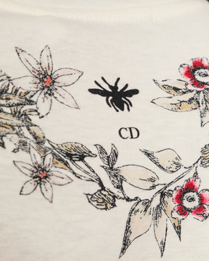 Christian Dior White Butterfly Print T-Shirt Size S (UK 8)