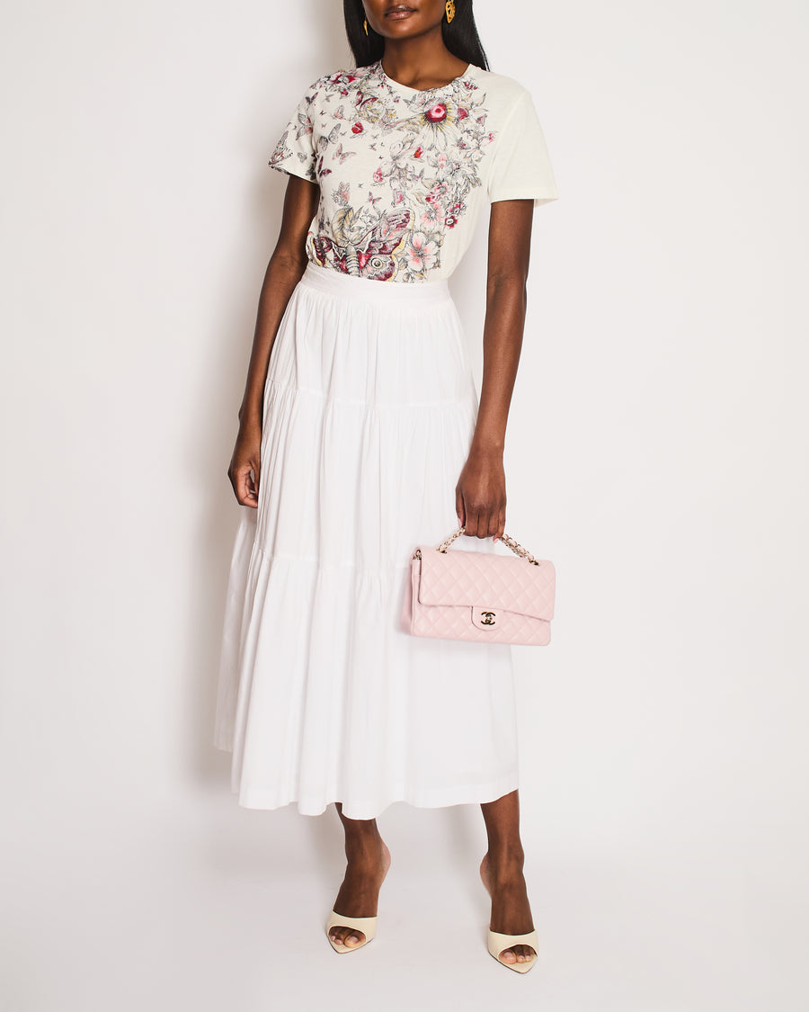 Christian Dior White Butterfly Print T-Shirt Size S (UK 8)