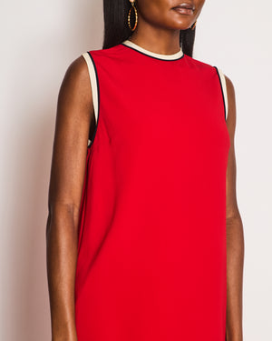 Gucci Red Shift Tunic and Matching Straight-Leg Trousers Set with White and Navy Side Stripe Size IT 40/42 (UK 8/10)