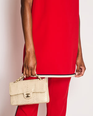 Gucci Red Shift Tunic and Matching Straight-Leg Trousers Set with White and Navy Side Stripe Size IT 40/42 (UK 8/10)