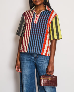 Bottega Veneta Red, Blue, Yellow, and Green Collared Boxy Shirt Size IT 36 (UK 4)