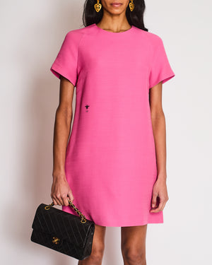 Christian Dior Pink A-Lign Dress with Bee Detail and Pockets on the Side Size FR 40 (UK 12)