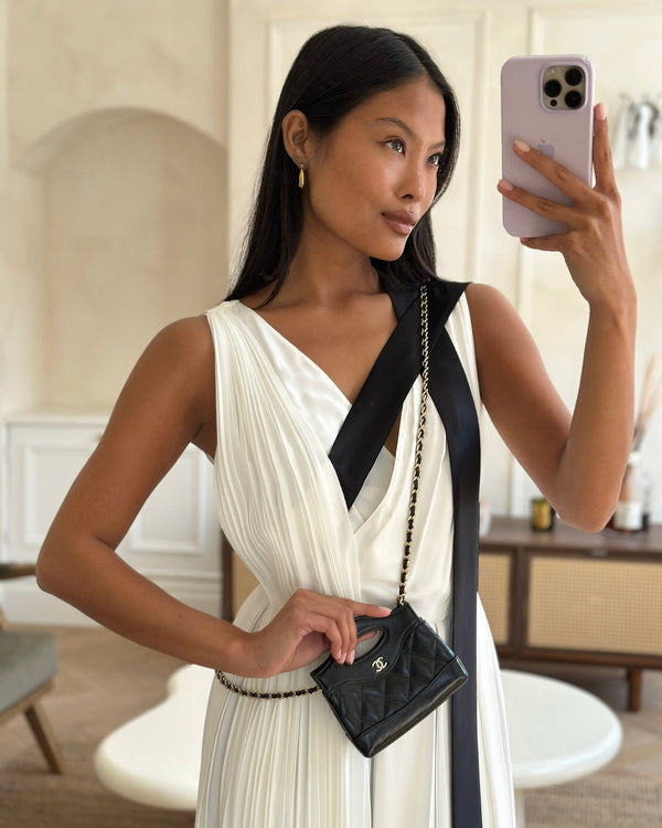 Chanel Micro 31 Bag with Chain in Black Shiny Calfskin Leather with Champagne Gold Hardware