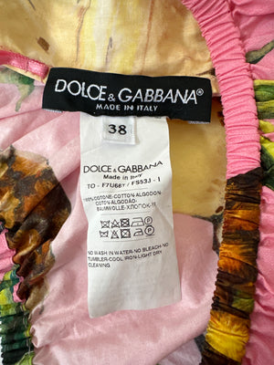 Dolce & Gabbana Pink Pineapple Print Off-The-Shoulder Top Size IT 38 (UK 6)