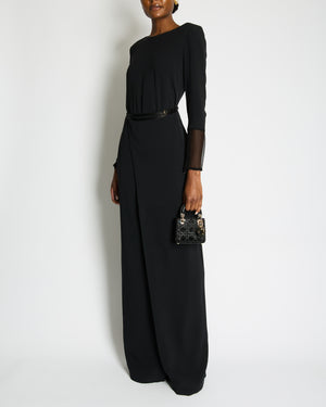Tom Ford Long Sleeve Maxi Dress With Wrap Over Belt Detail Size IT 40 (UK 8)