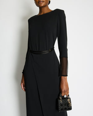 Tom Ford Long Sleeve Maxi Dress With Wrap Over Belt Detail Size IT 40 (UK 8)