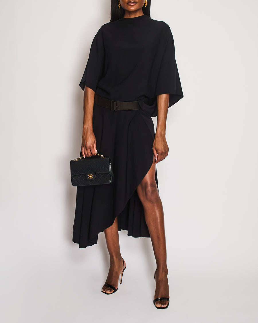 Alaïa Black Midi Dress with Leather Belt Detail Size FR 38 (UK 10) – Sellier