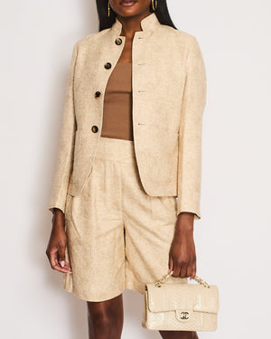 Loro Piana Beige Spagna Jacket with Matching High-Waisted Shorts Size IT 38 (UK 6)
