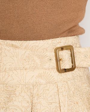 Loro Piana Beige Spagna Jacket with Matching High-Waisted Shorts Size IT 38 (UK 6)