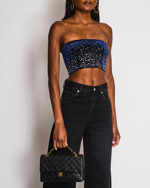 Alex Perry Navy Velours Bandeau Top with Crystal Embellishments Size UK 6 RRP £850