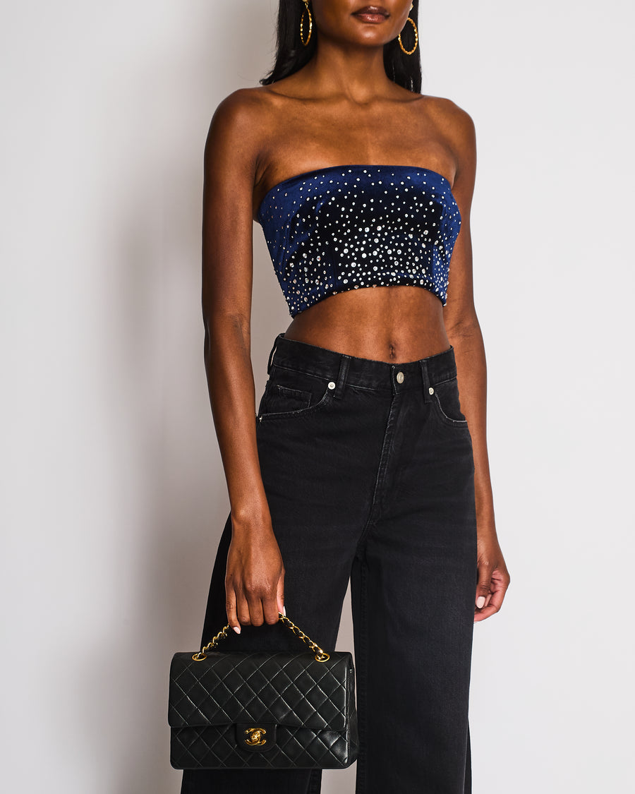 Alex Perry Navy Velours Bandeau Top with Crystal Embellishments Size UK 6 RRP £850