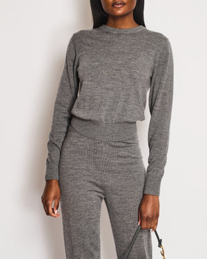Chloe Grey Two-Piece Wool Jumper and Trouser Set Size S (UK 8)