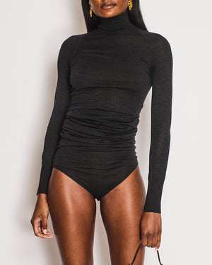 Alaïa Grey Long Sleeve Highneck Bodysuit Size FR 38 (UK 10)