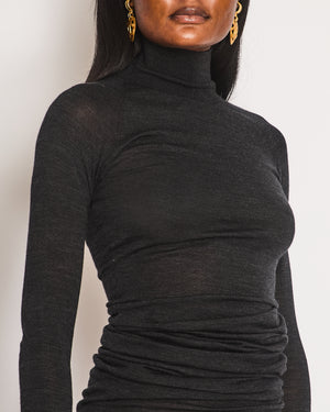 Alaïa Grey Long Sleeve Highneck Bodysuit Size FR 38 (UK 10)