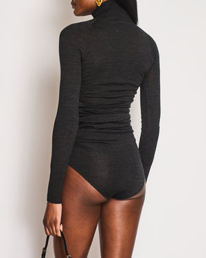 Alaïa Grey Long Sleeve Highneck Bodysuit Size FR 38 (UK 10)