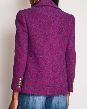 Saint Laurent Purple Single Breasted Jacket with "YSL" Button Detail Size FR 40 (UK 12)