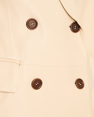 Brunello Cucinelli Cream Double Breasted Leather Blazer Size IT 38 (UK 6)