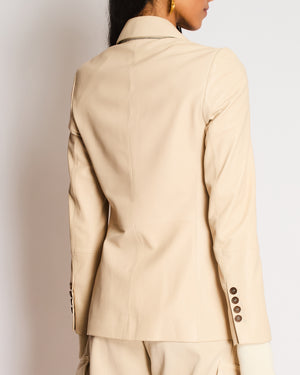 Brunello Cucinelli Cream Double Breasted Leather Blazer Size IT 38 (UK 6)