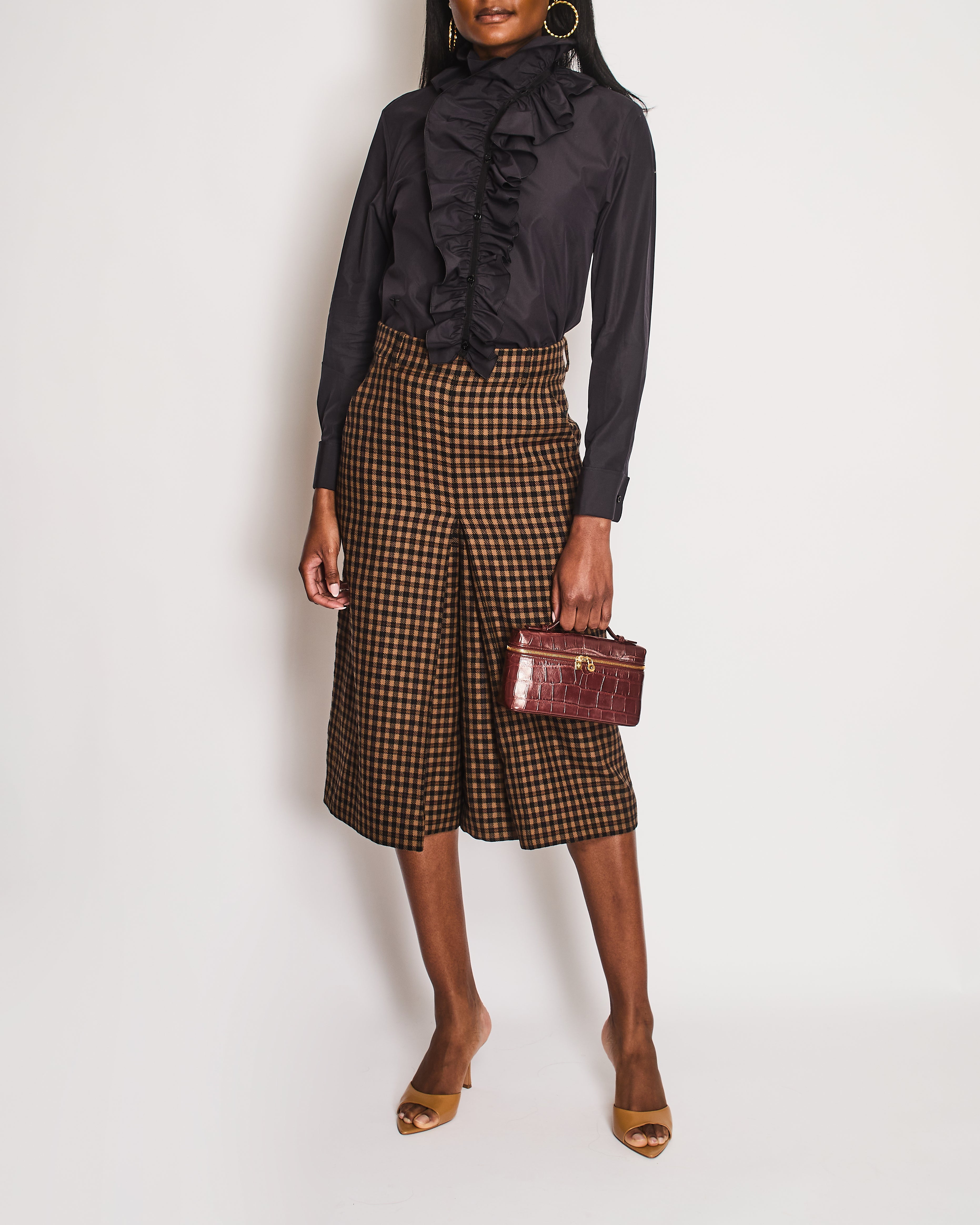 Christian Dior Black Poplin Shirt With Detachable Ruffle Collar Size F ...