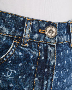 Chanel 23/A Blue Wide Leg High-Rise CC Denim Jeans Size FR 34 (UK 6)