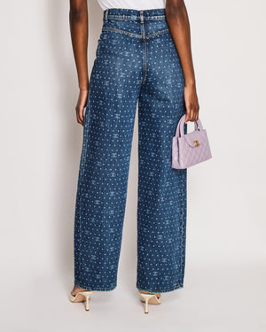 Chanel 23/A Blue Wide Leg High-Rise CC Denim Jeans Size FR 34 (UK 6)