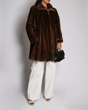 Alexandre Brown Mink Fur Coat Size UK 8/10