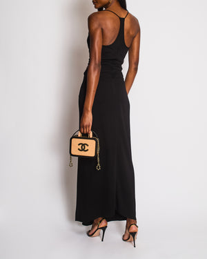Christopher Esber Black Jersey Cut-Out Midi Dress With Natural Stones Details Size UK 8