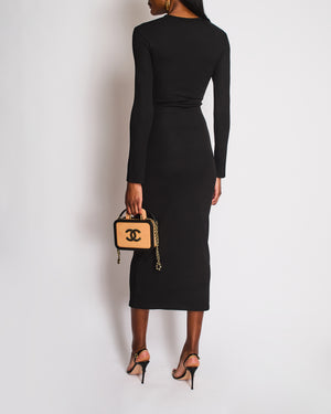 Christopher Esber Black Maxi Dress with Ruched Cutouts Size UK 8