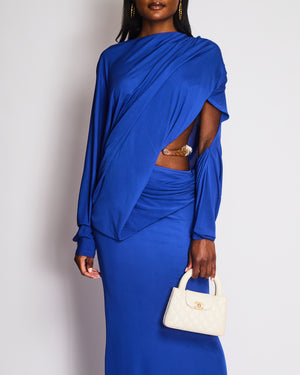 Christopher Esber Royal Blue Draped Maxi Dress With Cutout and Resin W Sellier Christopher Esber Royal Blue Draped Maxi Dress With Cutout and Resin W Sellier