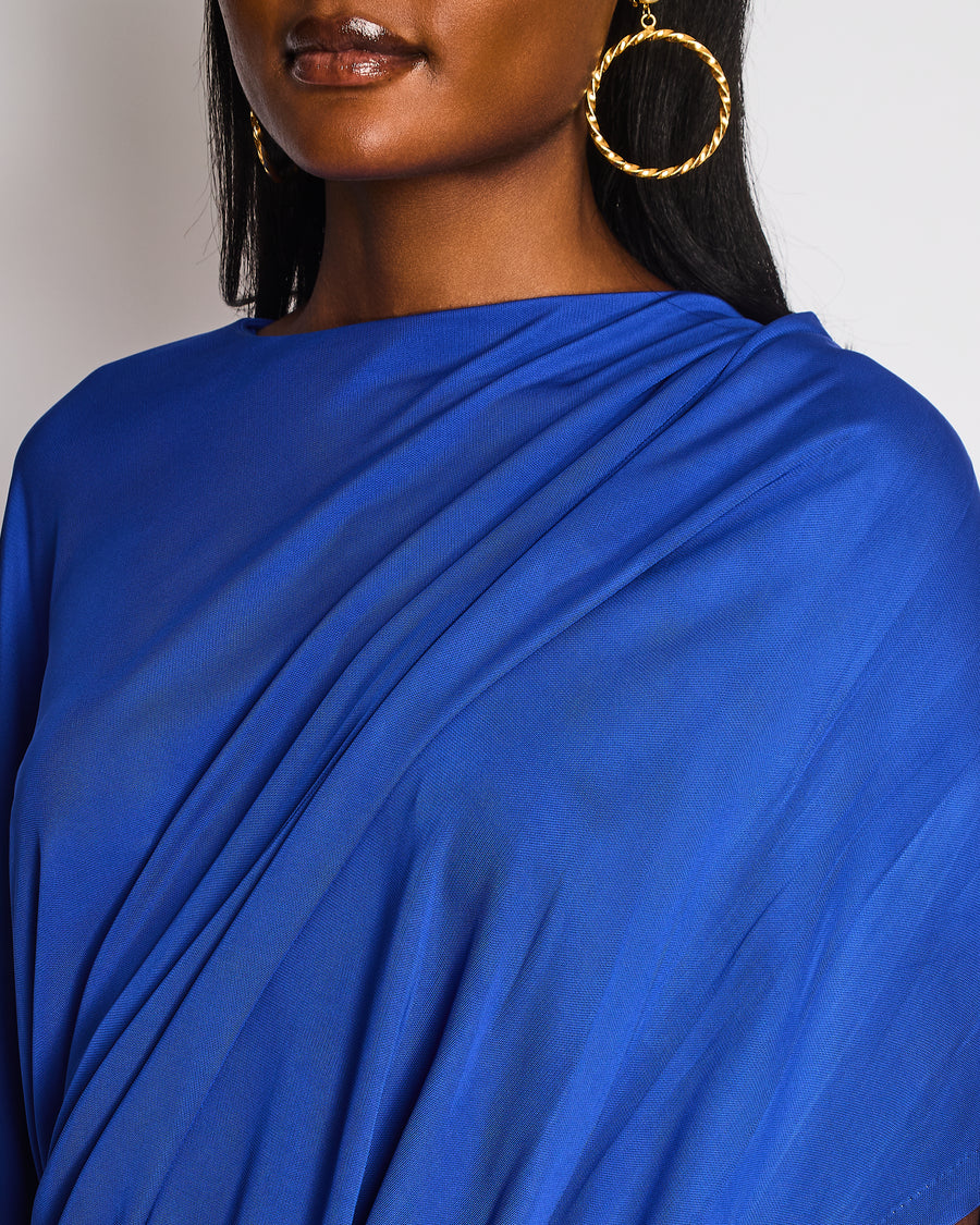 Christopher Esber Royal Blue Draped Maxi Dress With Cutout and Resin W –  Sellier