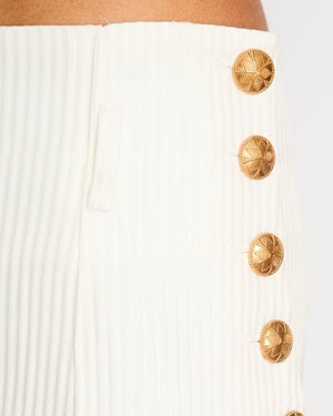 Christian Dior White Pinned Striped Flared High-Waisted Trousers With Gold Start Button Details On Side Size FR 40 (UK 12)