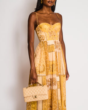Zimmermann Yellow Bandana and Floral Print Corset Midi Dress Dress Size 0 (UK 8)