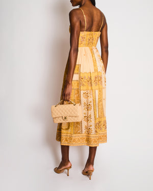 Zimmermann Yellow Bandana and Floral Print Corset Midi Dress Dress Size 0 (UK 8)