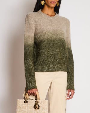 Christian Dior Beige and Green Ombre With Gold Shimmery Jumper Size 38 (UK 10)