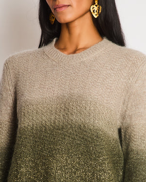 Christian Dior Beige and Green Ombre With Gold Shimmery Jumper Size 38 (UK 10)